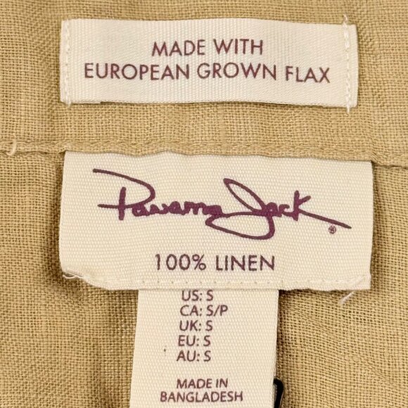 Panama Jack Men's 100% Linen Short Sleeve Tan Shirt Size Small European Flax NWT - Picture 7 of 10